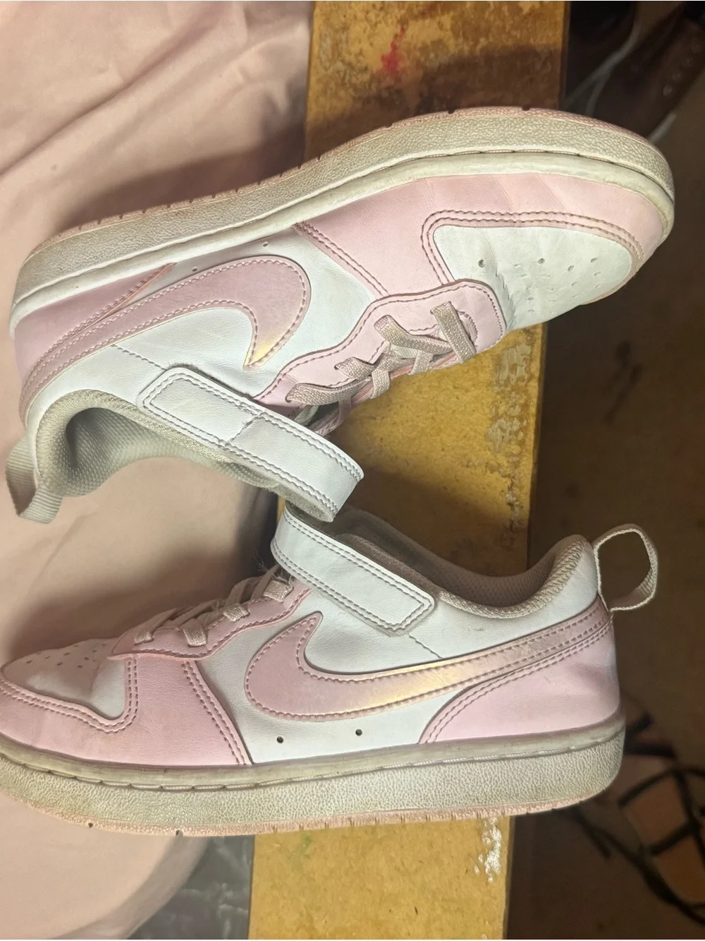Nike Kids Pink and White Hook-and-Loop Sneakers